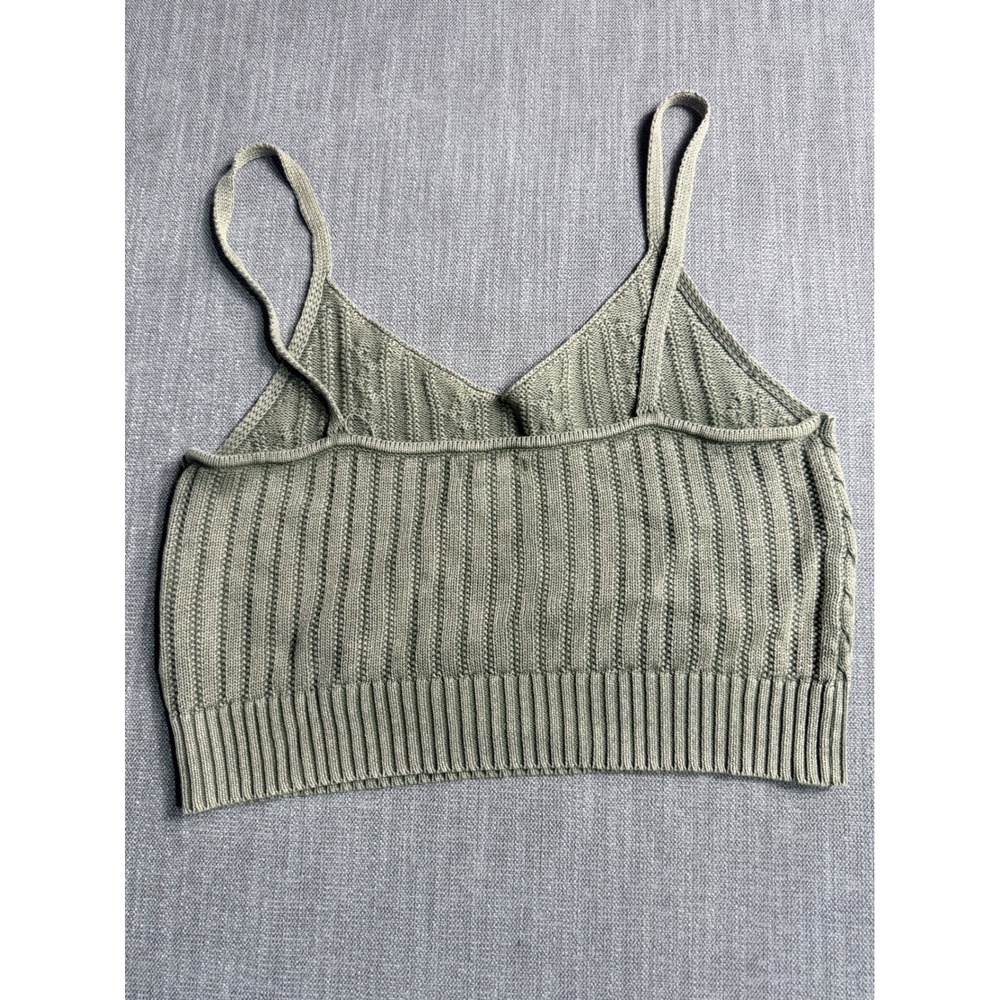 American Eagle Women Sage Green Cable Knit Sweater Cami Tank Top XL - Picture 3 of 3